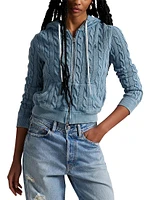Cable-Knit Cotton Zip-Front Hoodie