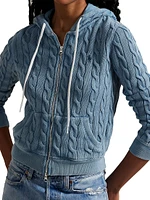 Cable-Knit Cotton Zip-Front Hoodie