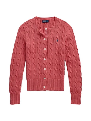 Slim Cable-Knit Crewneck Cardigan