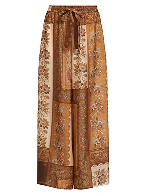 Lucky Floral Silk Relaxed-Fit Pants