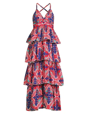 Nevada Geometric Tiered Maxi Dress