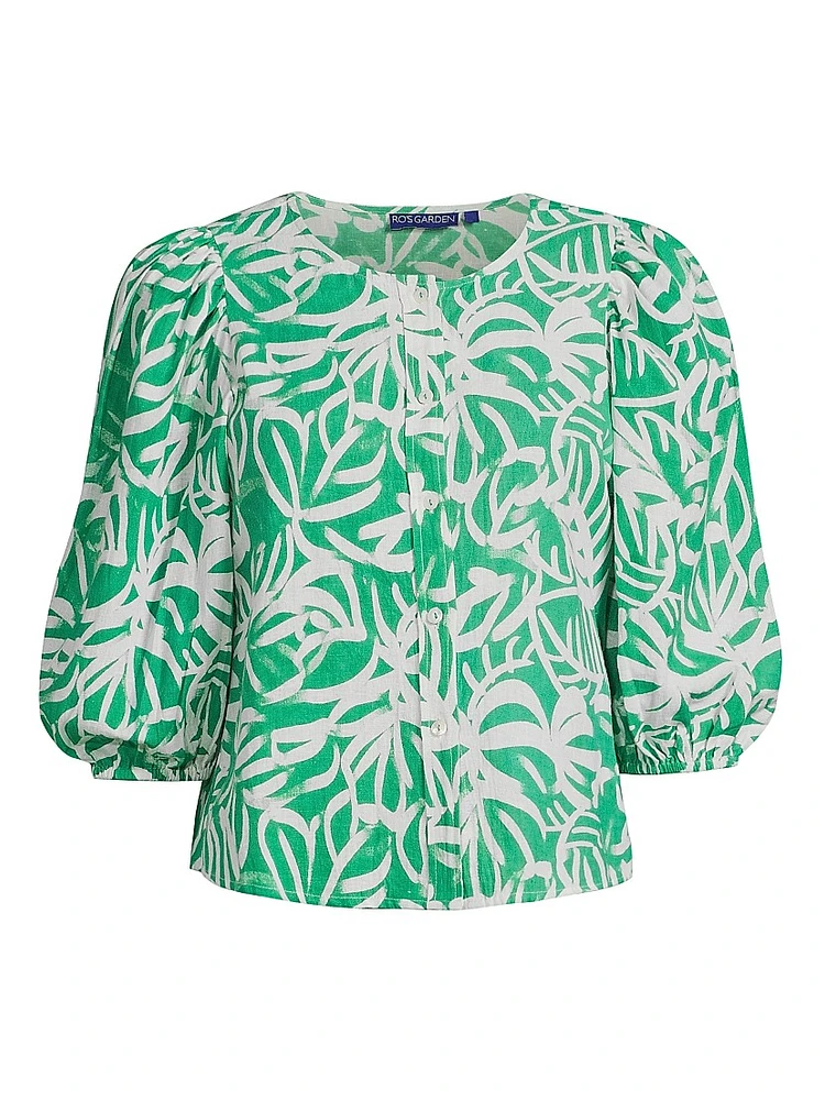 Charles Linen Leafy Blouse