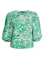 Charles Linen Leafy Blouse