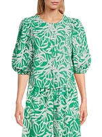 Charles Linen Leafy Blouse