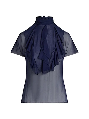 Etta Chiffon Short-Sleeve Blouse