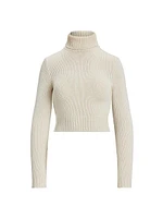 Silk Cropped Turtleneck Sweater