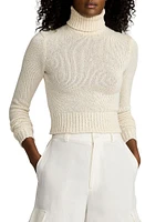 Silk Cropped Turtleneck Sweater