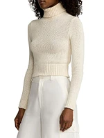 Silk Cropped Turtleneck Sweater