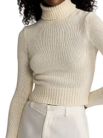 Silk Cropped Turtleneck Sweater