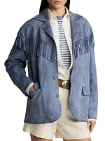Rennie Suede Fringe-Trim Jacket