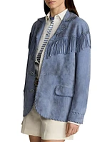 Rennie Suede Fringe-Trim Jacket