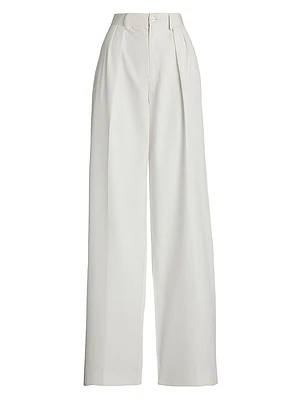 Washed Cotton High-Rise Wide-Leg Pants