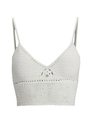 Crochet-Knit V-Neck Bralette Top