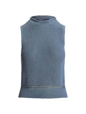 Rollneck Sleeveless Silk Sweater