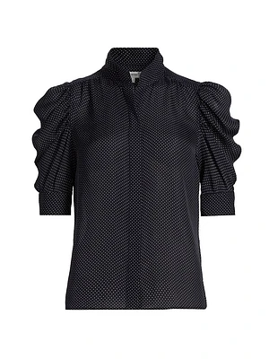 Gillian Polka Dot Silk Top