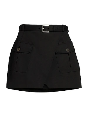 Denim A-Line Wrap Miniskirt