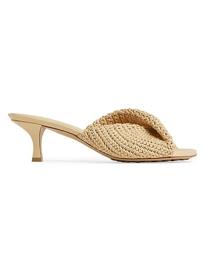 Blink 50MM Woven Raffia & Leather Twist Mules