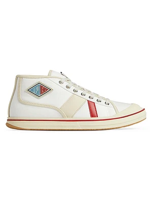 Eliot Logo-Detailed Leather & Canvas Sneakers