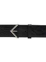 Signature Belt Crocodile-Effect Leather