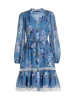 Elisa Floral Tie-Waist Minidress