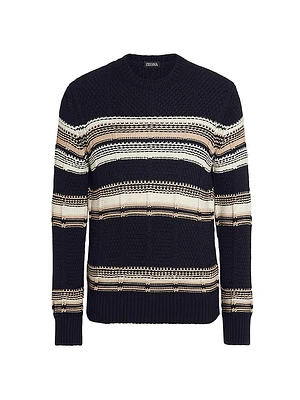 Cotton Silk and Linen Crewneck Sweater