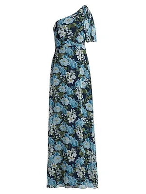Chelsea Floral One-Shoulder Gown