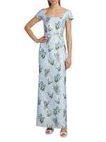 Grace Floral Jacquard Column Gown