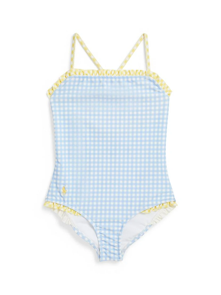 Little Girl's & Gingham One-Piece Swimsuit