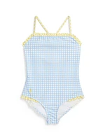 Little Girl's & Gingham One-Piece Swimsuit