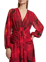 Simin Floral Chiffon Surplice Maxi Dress