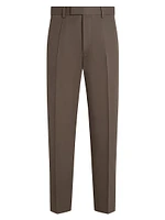 Single-Pleated Cotton and Wool Pants