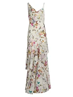 Viola Floral Silk Asymmetric Gown