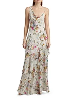 Viola Floral Silk Asymmetric Gown