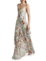 Viola Floral Silk Asymmetric Gown
