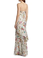 Viola Floral Silk Asymmetric Gown