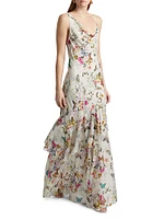Viola Floral Silk Asymmetric Gown
