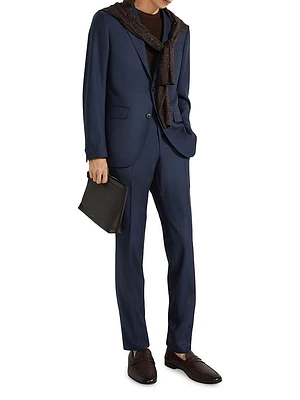 Superfine 15milmil15 Wool Prince of Wales Suit