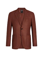 Macro-Checked Cashmere Silk and Linen Blazer