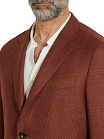 Macro-Checked Cashmere Silk and Linen Blazer