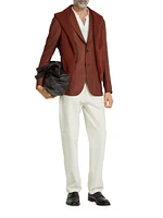 Macro-Checked Cashmere Silk and Linen Blazer