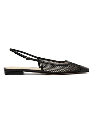 Olivia Mesh & Leather Slingback Flats