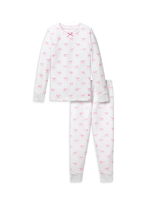 Baby Girl's, Little Girl's & Bow Print Snug-Fit Pajama Set