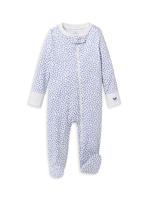 Baby's Bluehearts Print Footie