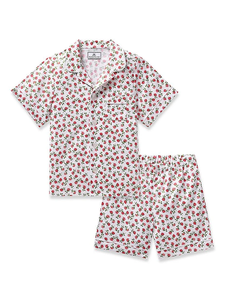 Baby Girl's Rose Print Shorts Pajama Set