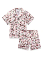Baby Girl's Rose Print Shorts Pajama Set
