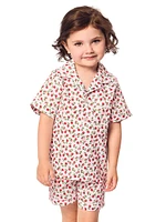 Baby Girl's Rose Print Shorts Pajama Set