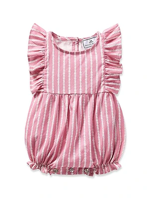Baby's Love Lines Cotton Twill Ruffled Romper