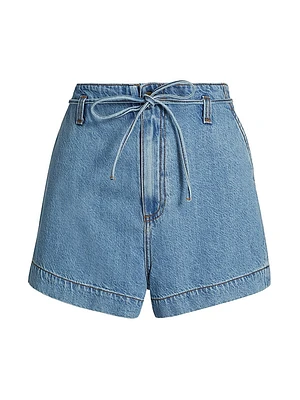 Anessa Denim Tie-Waist Shorts