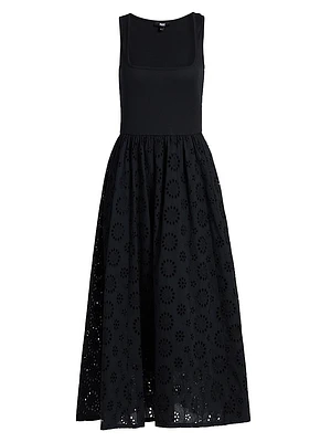 Morel Eyelet Midi-Dress