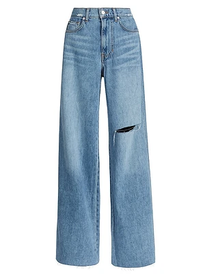 Kasey Distressed Mid-Rise Wide-Leg Jeans